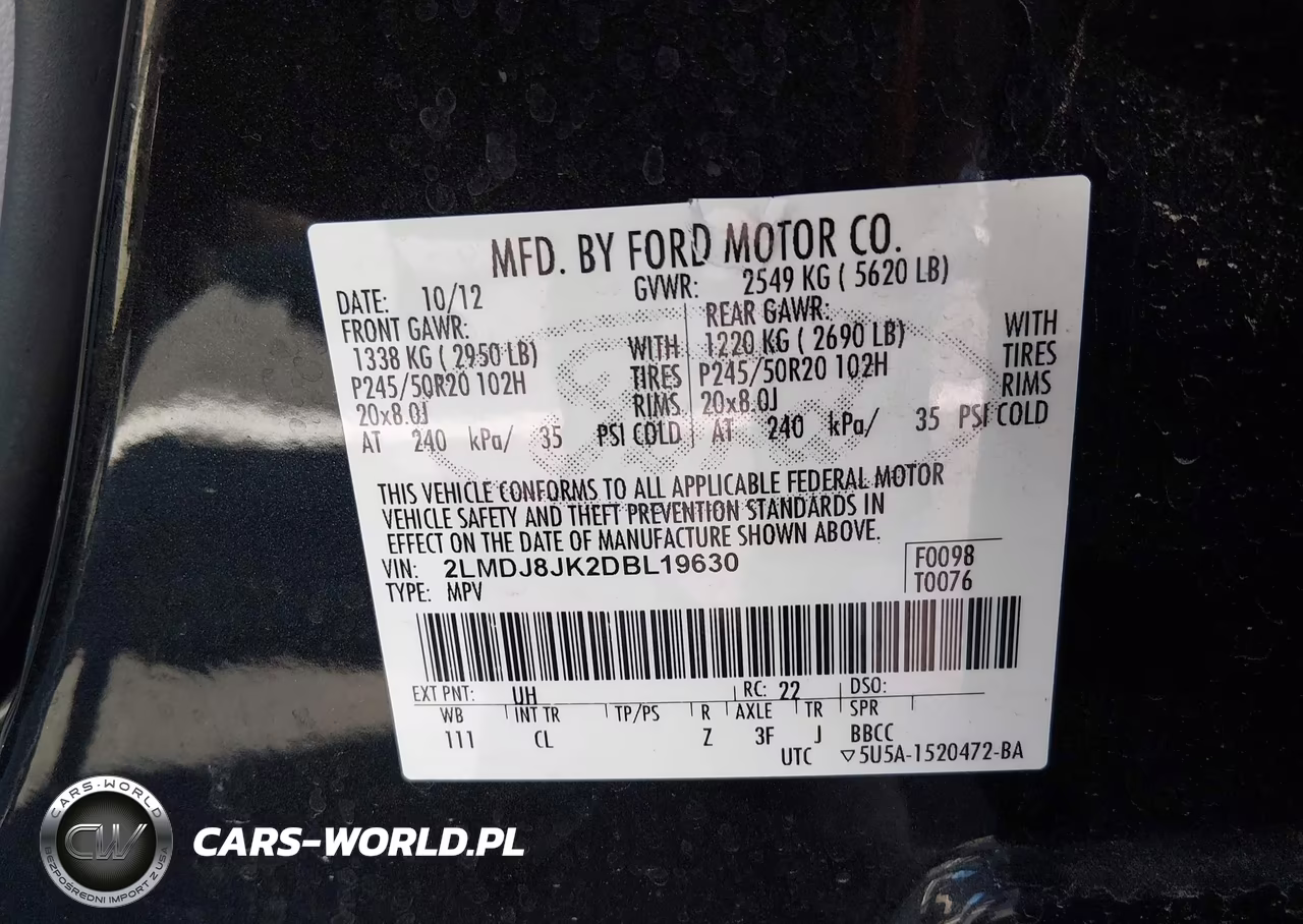 2013 Lincoln Mkx VIN:2LMDJ8JK2DBL19630 - 9
