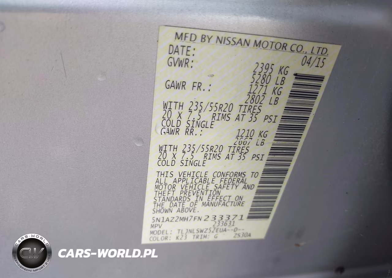 2015 Nissan Murano Platinum VIN:5N1AZ2MH7FN233371 - 9