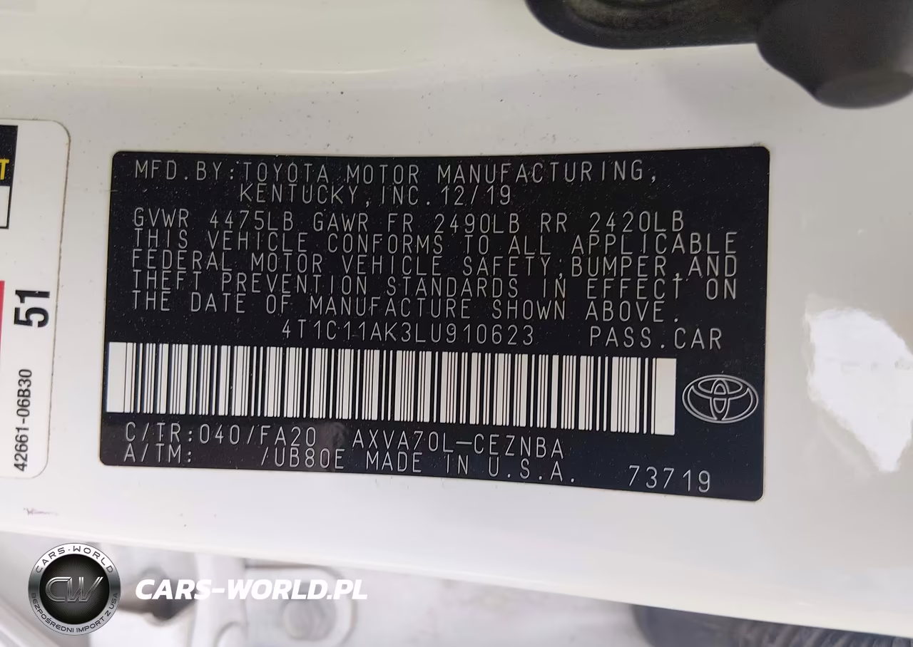 2020 Toyota Camry Le VIN:4T1C11AK3LU910623 - 9