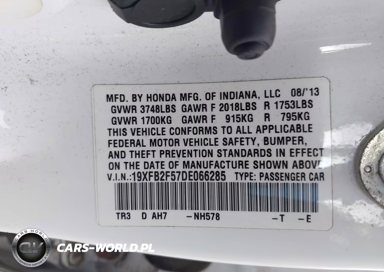 2013 Honda Civic Lx VIN:19XFB2F57DE066285 - 9