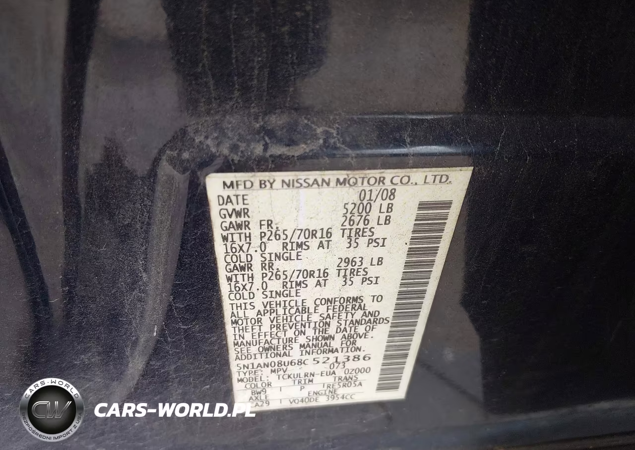 2008 Nissan Xterra S VIN:5N1AN08U68C521386 - 9