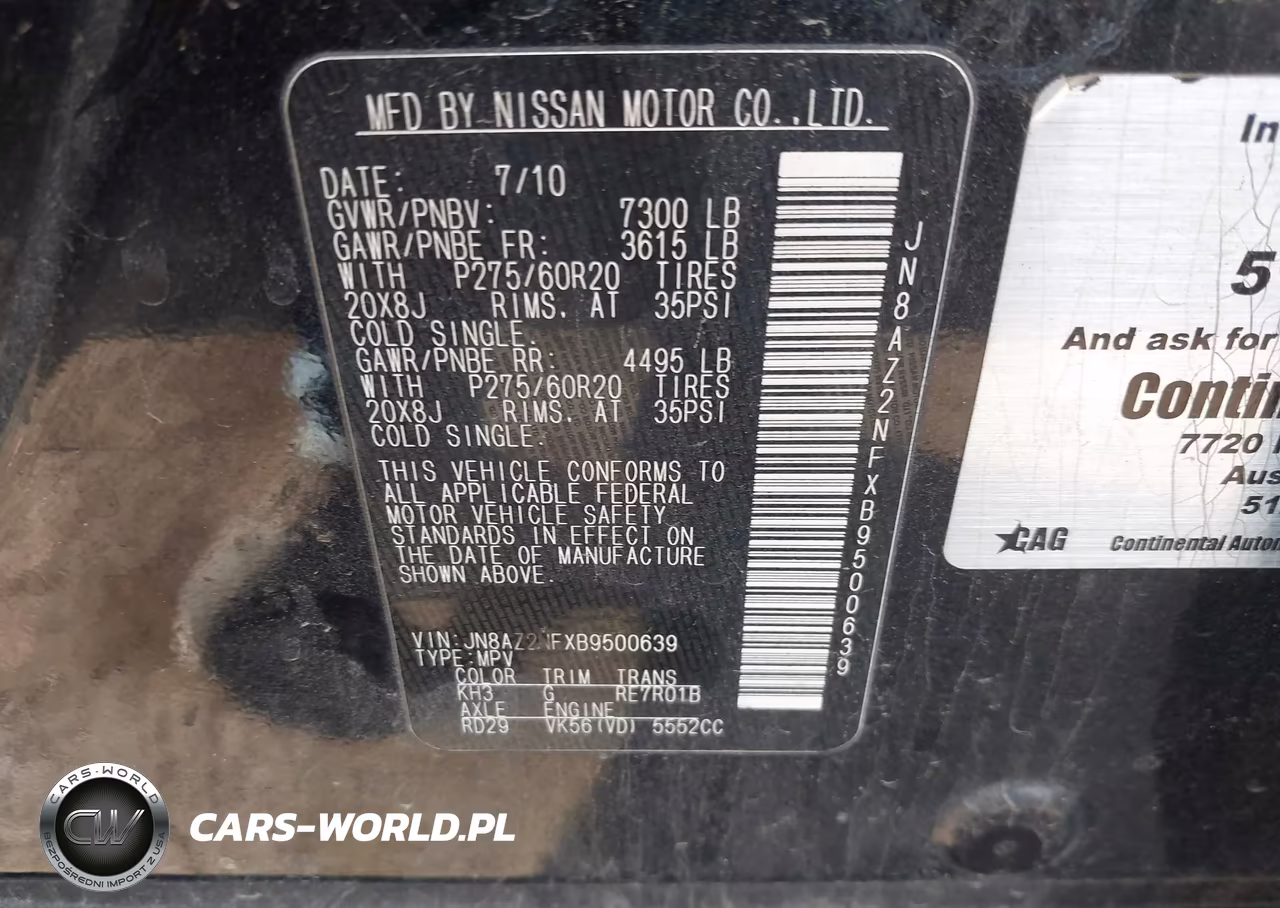 2011 Infiniti Qx56 VIN:JN8AZ2NFXB9500639 - 9