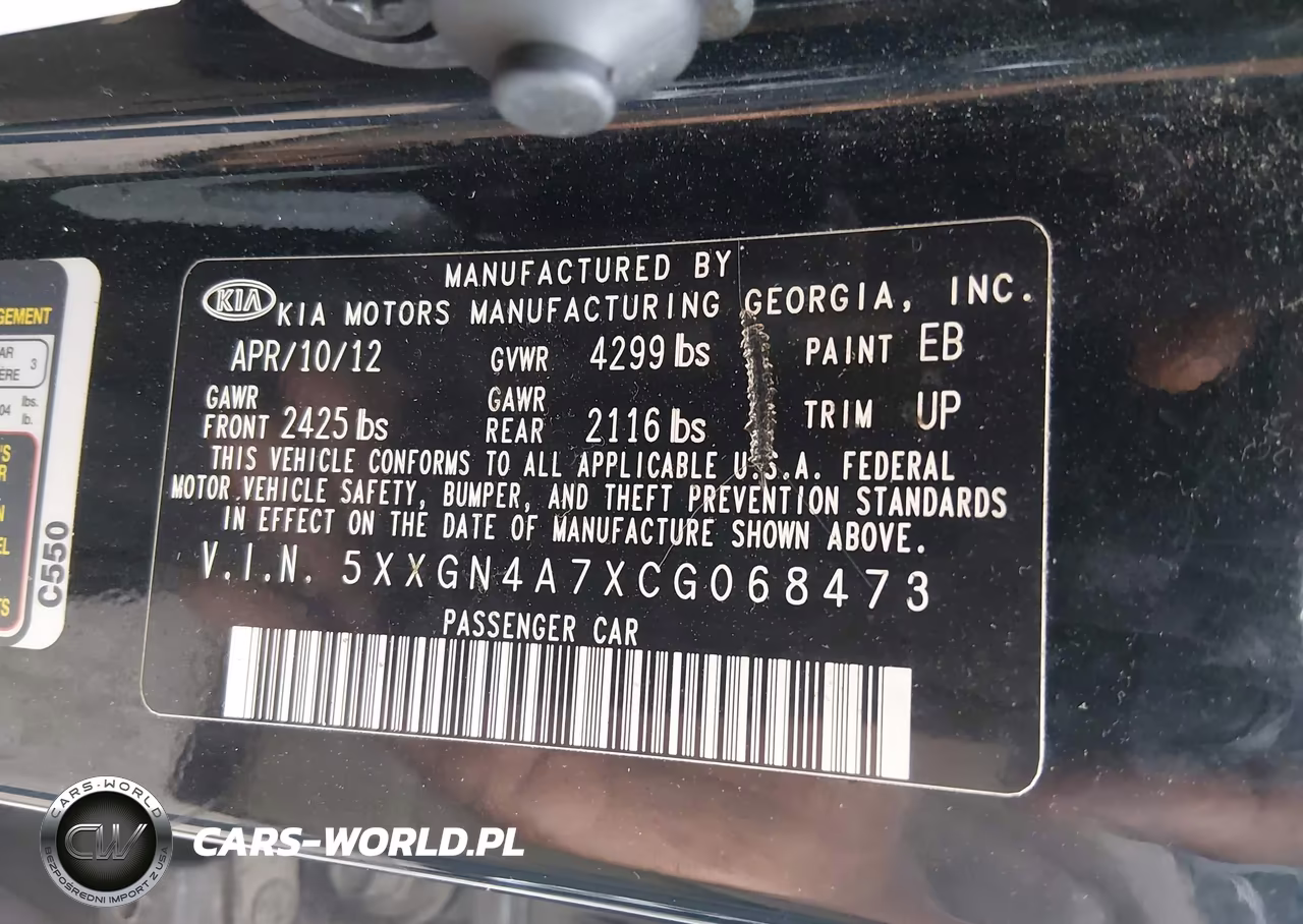 2012 Kia Optima Ex VIN:5XXGN4A7XCG068473 - 9