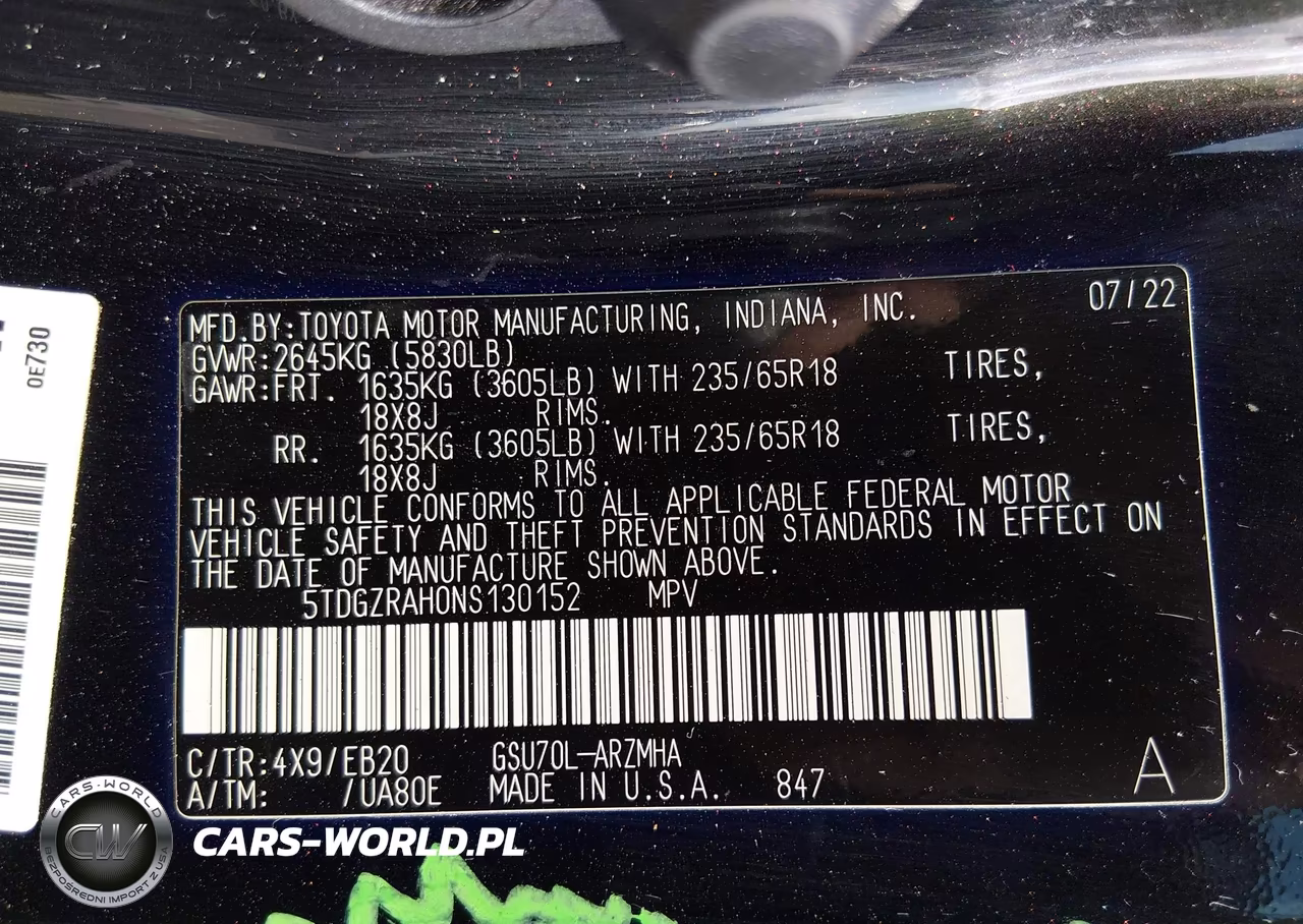 2022 Toyota Highlander Xle VIN:5TDGZRAH0NS130152 - 9