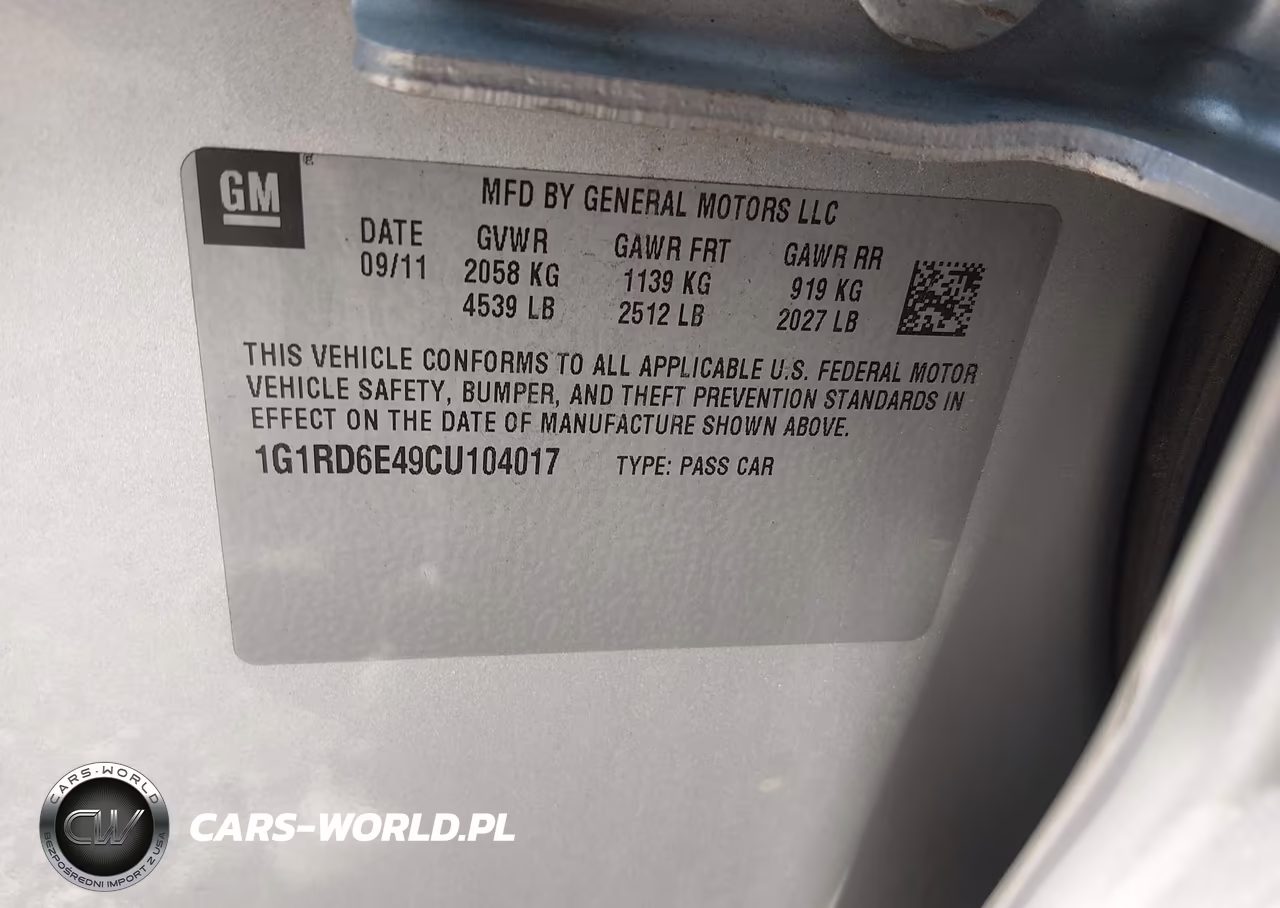 2012 Chevrolet Volt VIN:1G1RD6E49CU104017 - 9