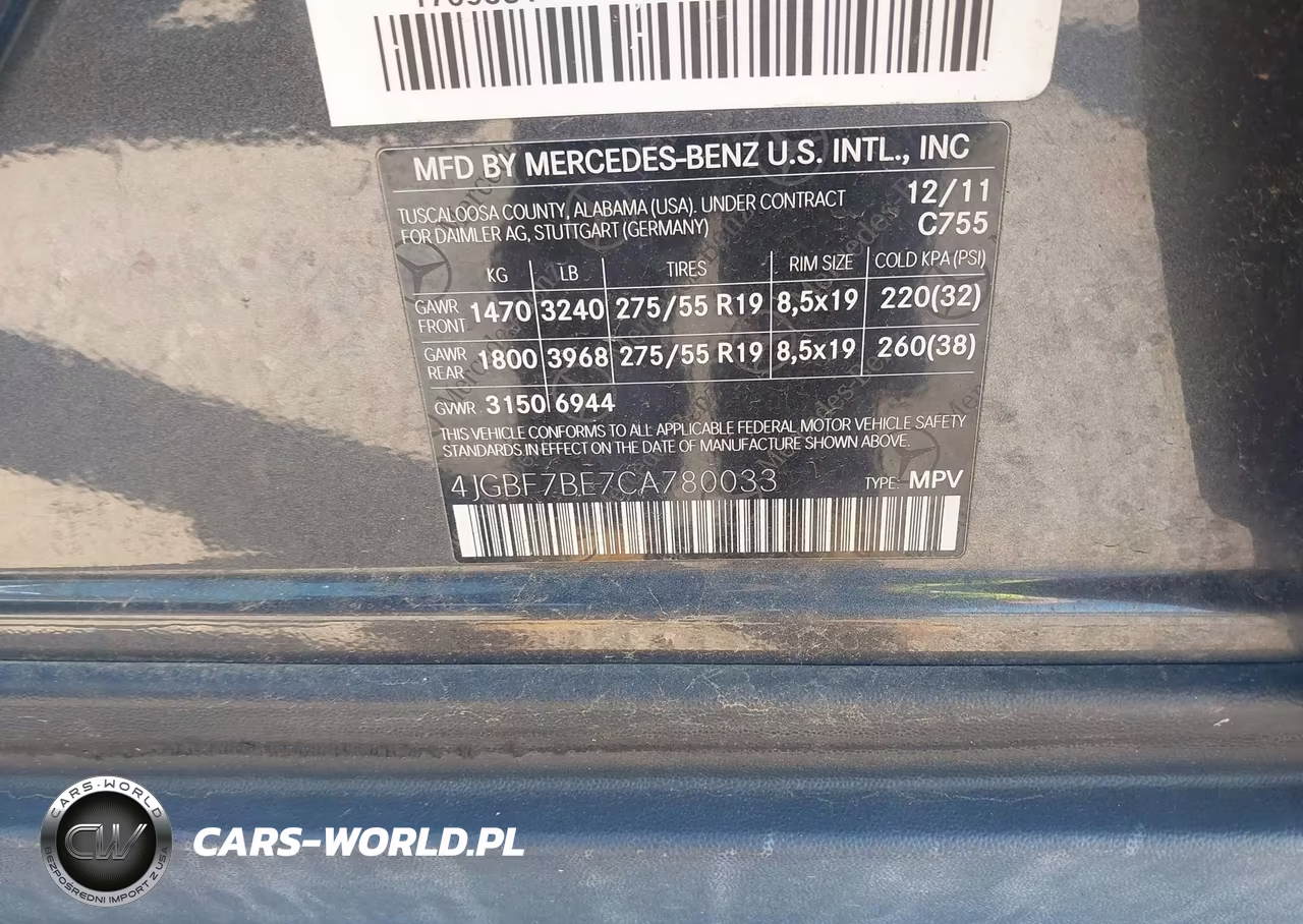2012 Mercedes-Benz Gl 450 4Matic VIN:4JGBF7BE7CA780033 - 9