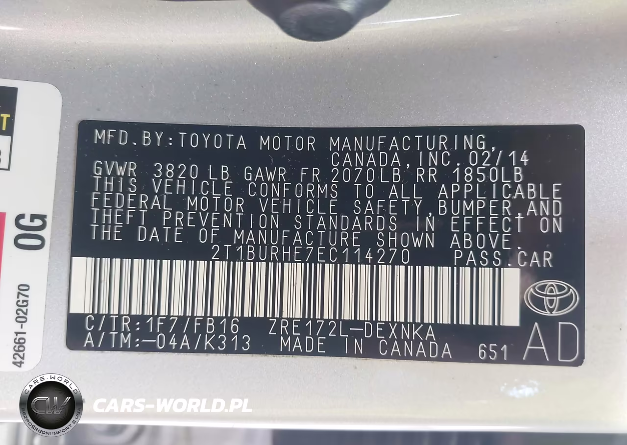 2014 Toyota Corolla Le VIN:2T1BURHE7EC114270 - 9