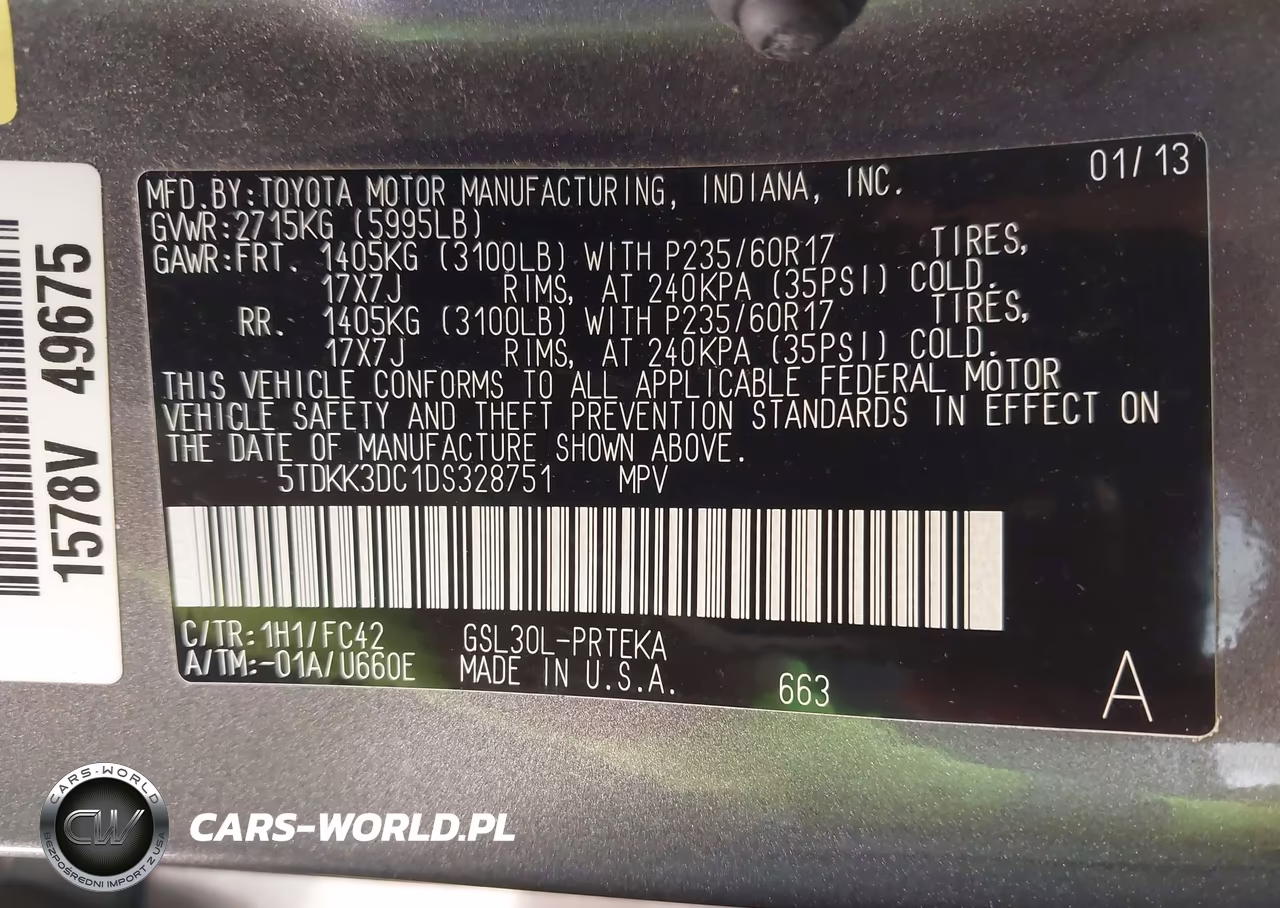 2013 Toyota Sienna Le V6 8 Passenger VIN:5TDKK3DC1DS328751 - 9