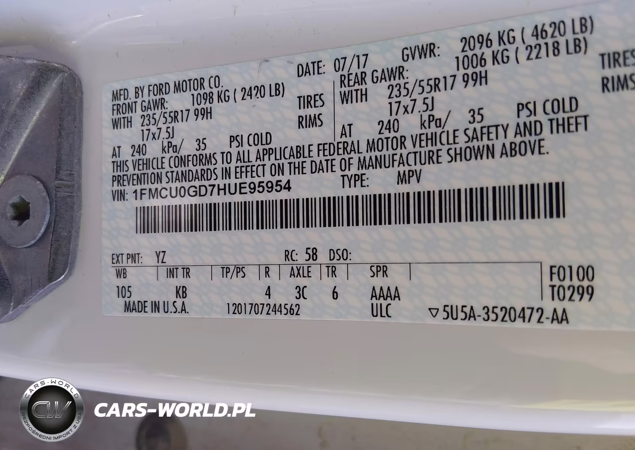 2017 Ford Escape Se VIN:1FMCU0GD7HUE95954 - 9