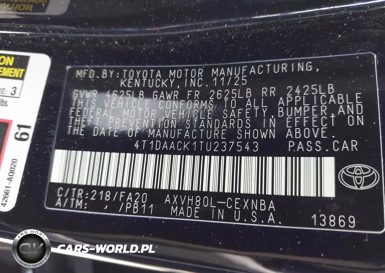 2026 Toyota Camry Le VIN:4T1DAACK1TU237543 - 9