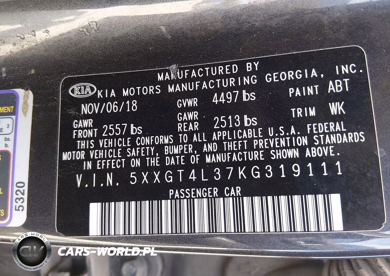 2019 Kia Optima S VIN:5XXGT4L37KG319111 - 9
