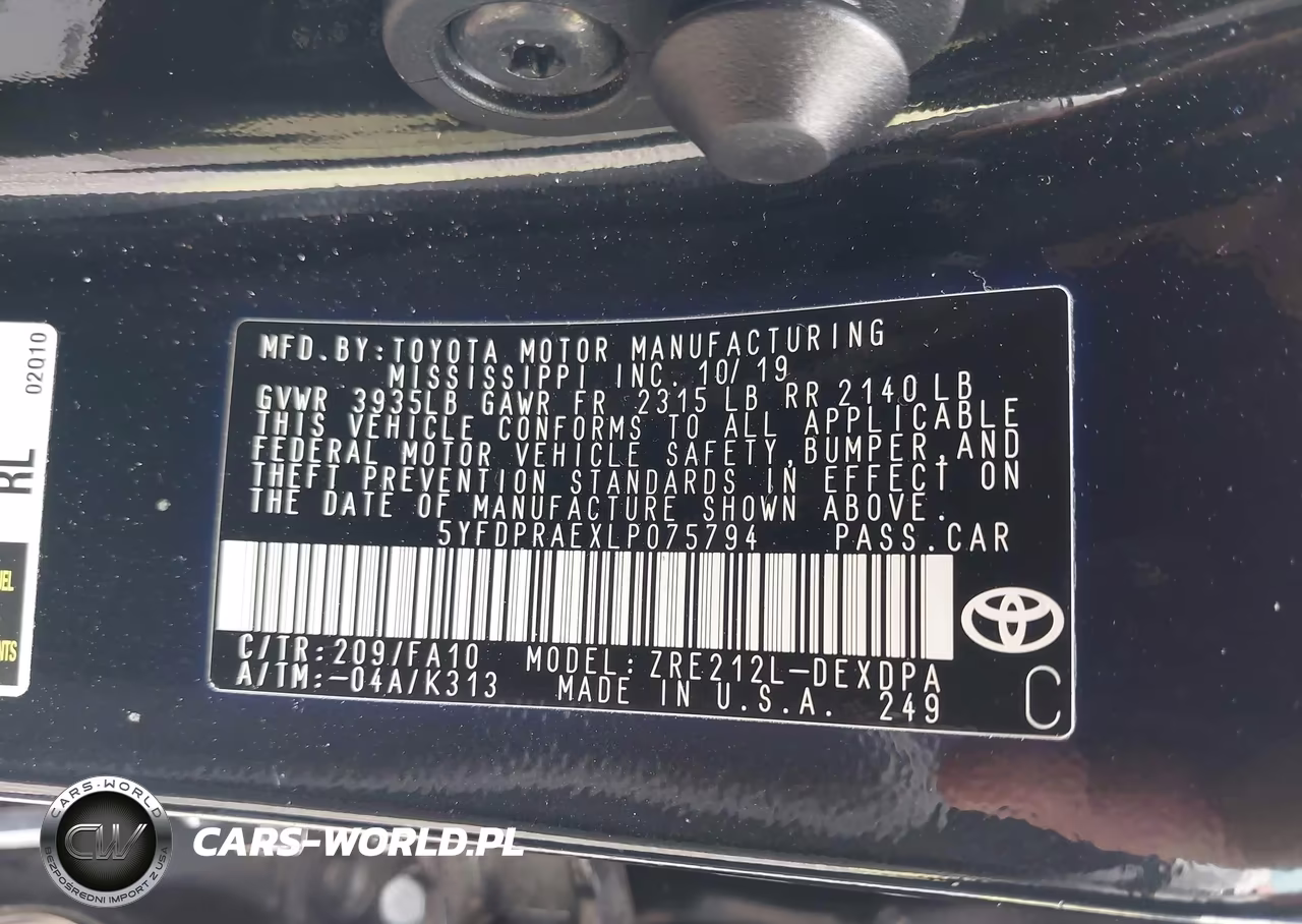2020 Toyota Corolla L VIN:5YFDPRAEXLP075794 - 9
