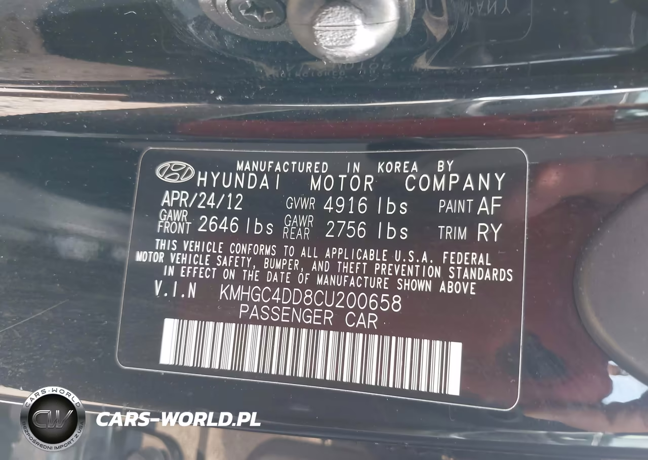 2012 Hyundai Genesis 3.8 VIN:KMHGC4DD8CU200658 - 9
