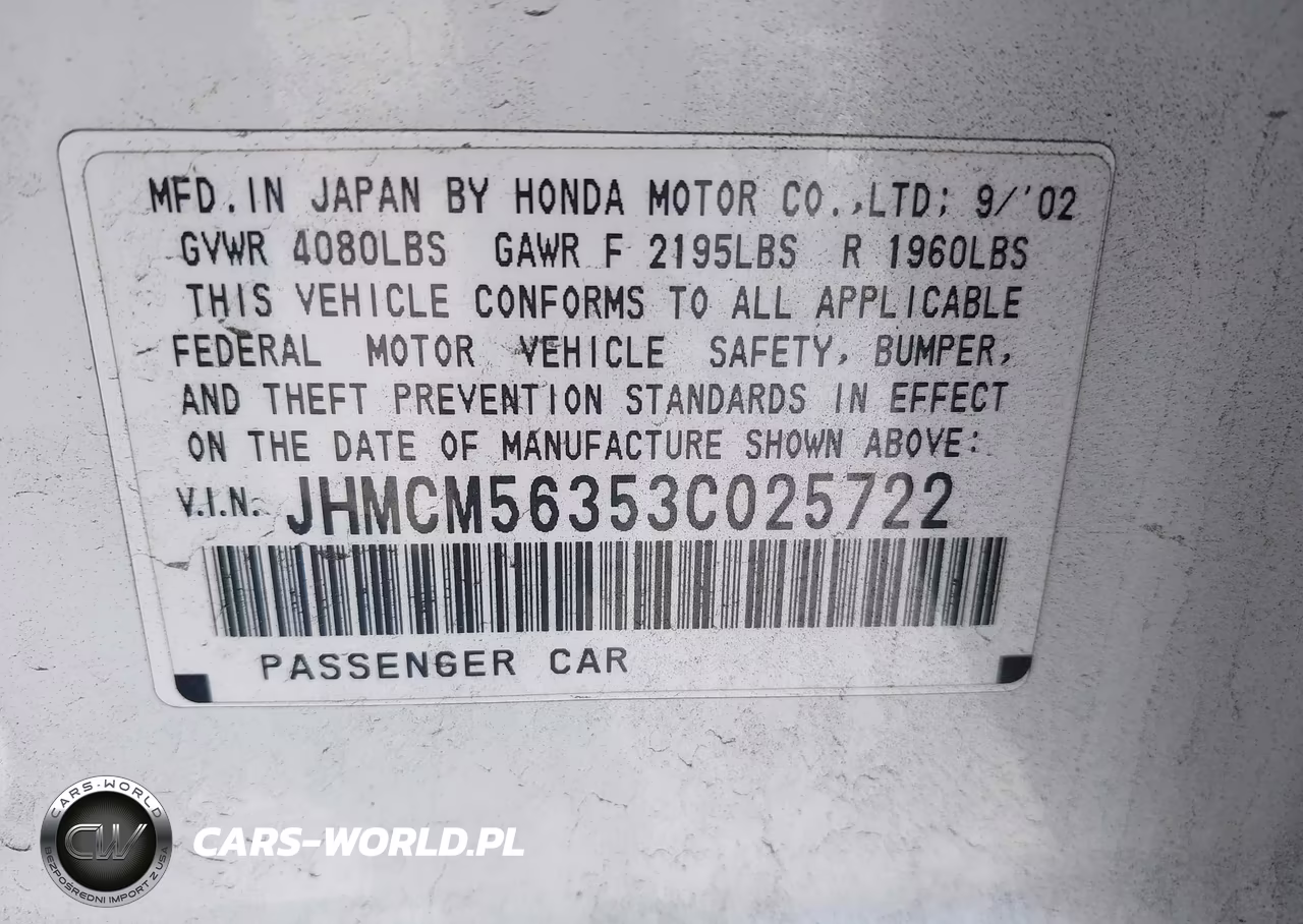 2003 Honda Accord 2.4 Lx VIN:JHMCM56353C025722 - 9
