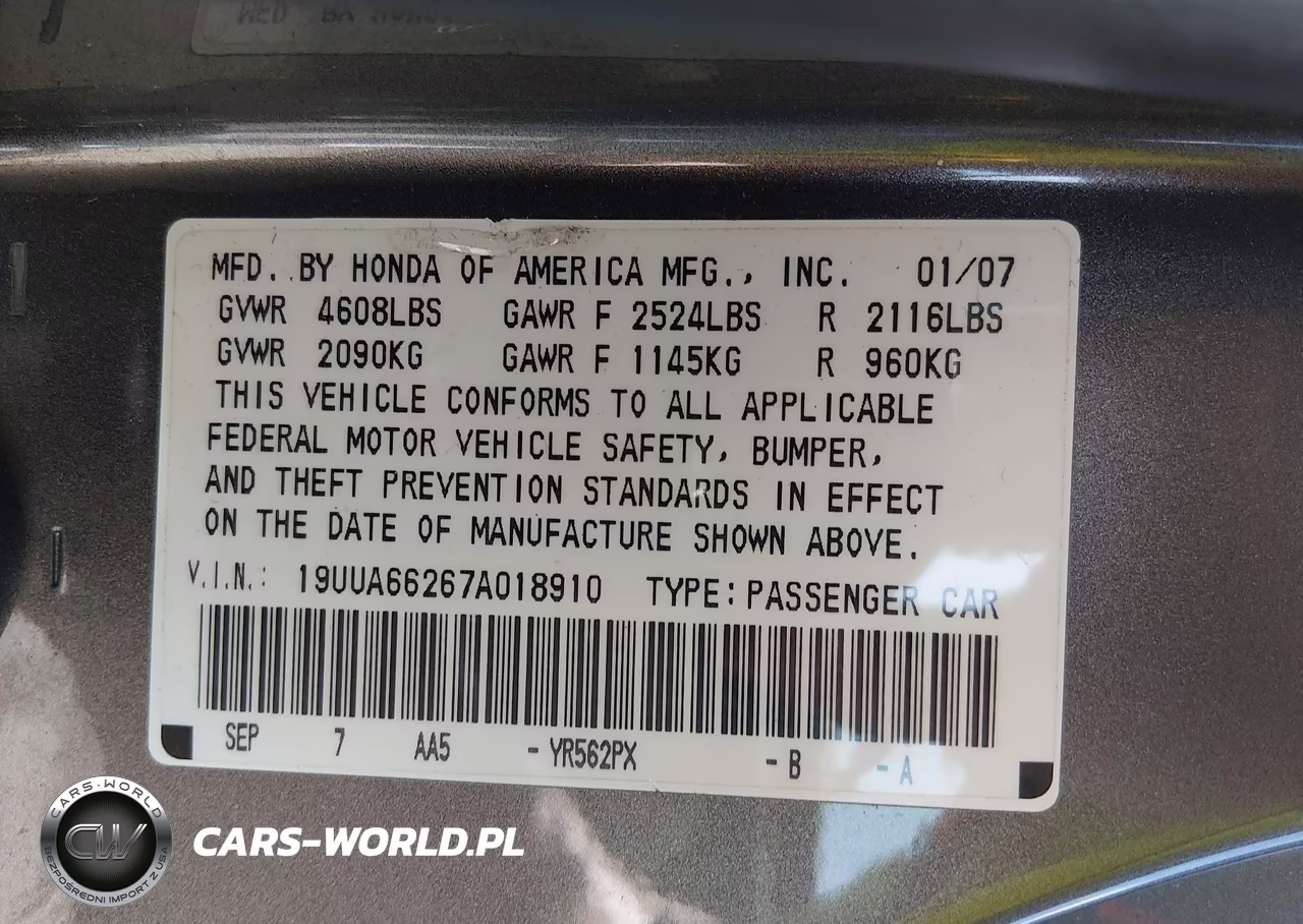 2007 Acura Tl 3.2 VIN:19UUA66267A018910 - 9