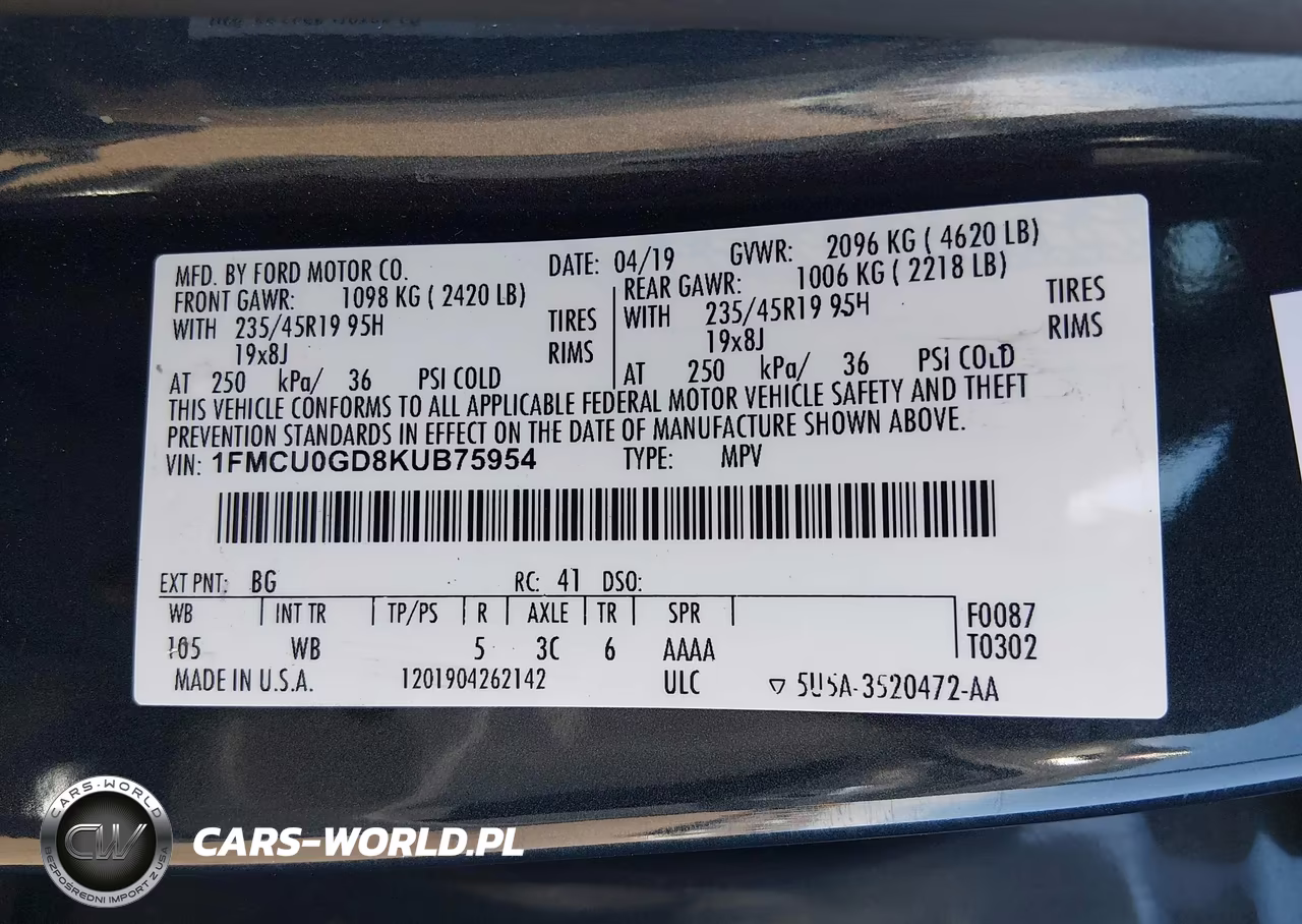 2019 Ford Escape Se VIN:1FMCU0GD8KUB75954 - 9