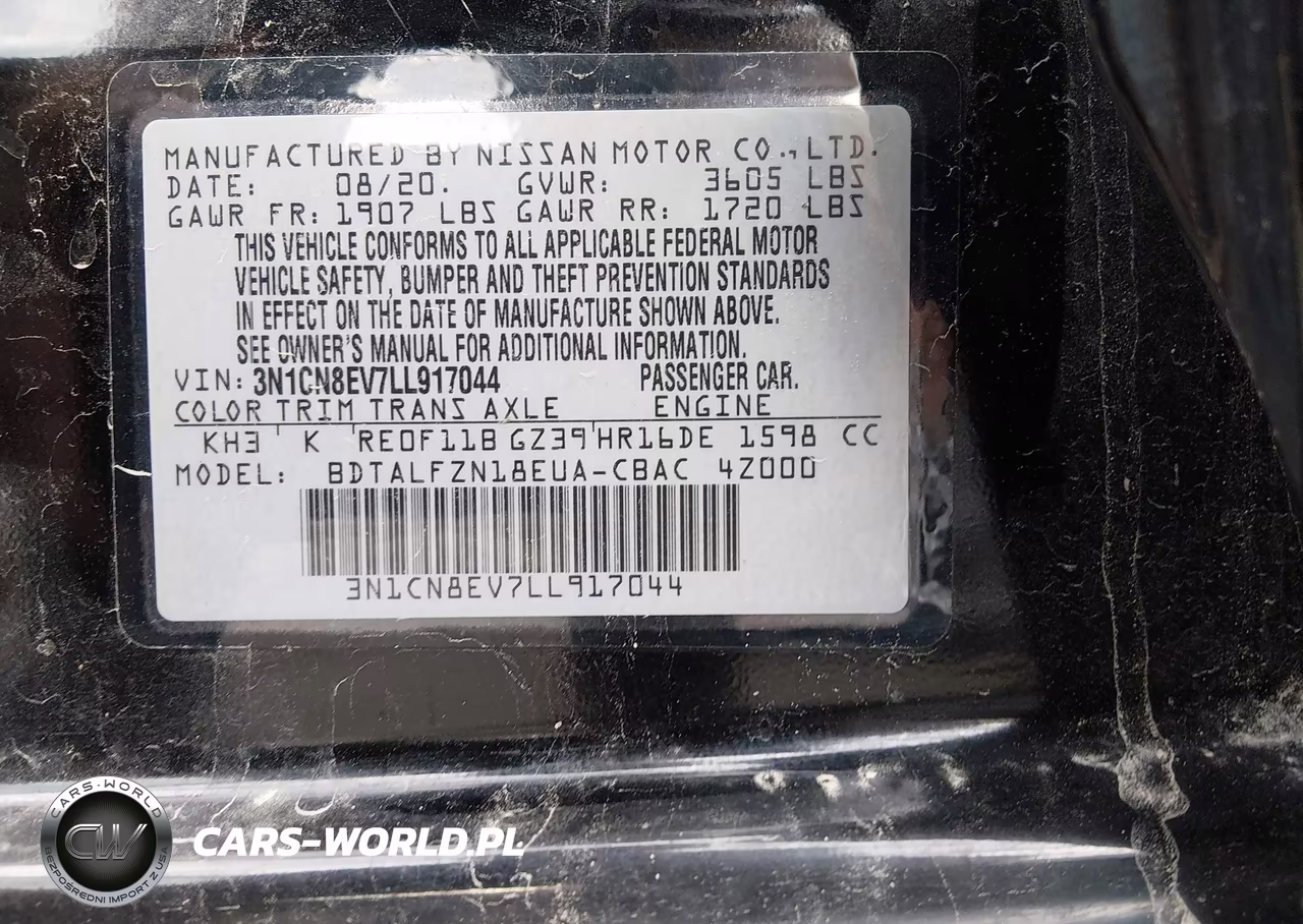 2020 Nissan Versa Sv Xtronic Cvt VIN:3N1CN8EV7LL917044 - 9
