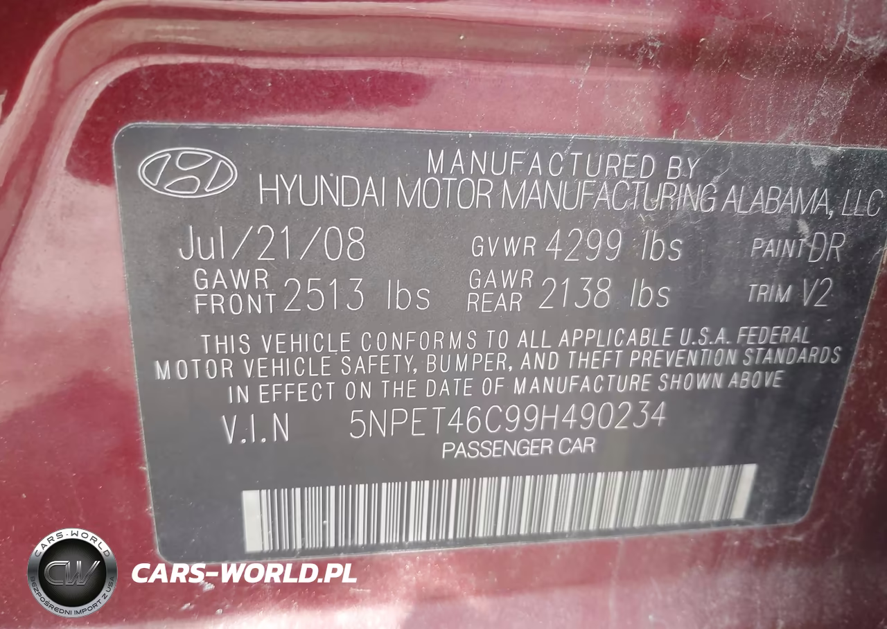 2009 Hyundai Sonata Gls VIN:5NPET46C99H490234 - 9