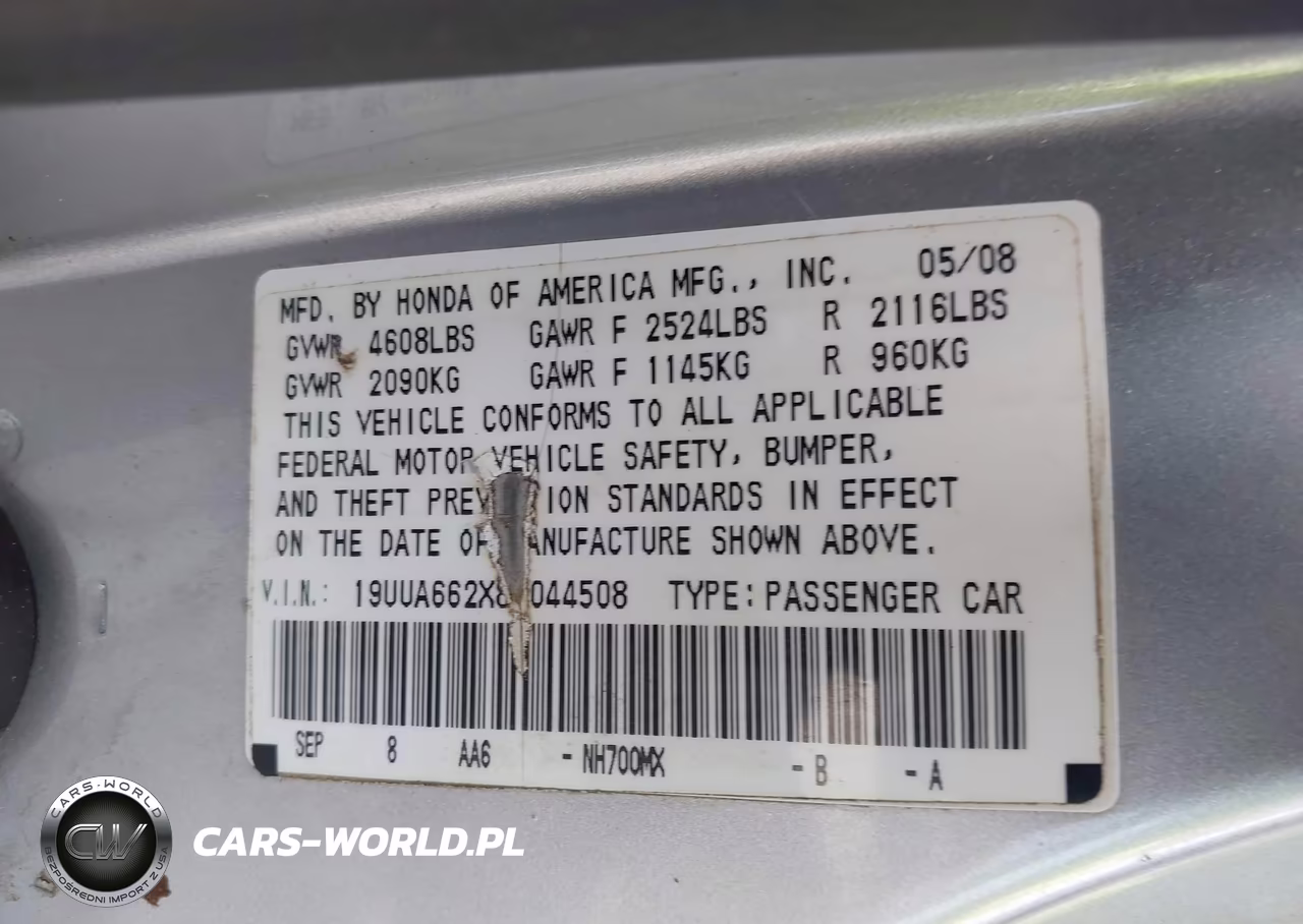 2008 Acura Tl 3.2 VIN:19UUA662X8A044508 - 9