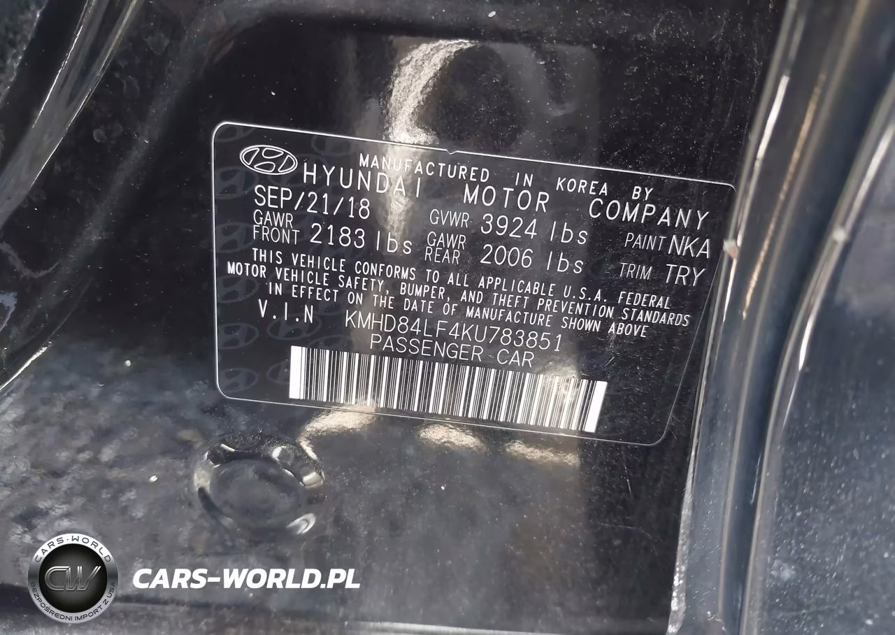 2019 Hyundai Elantra Sel VIN:KMHD84LF4KU783851 - 9