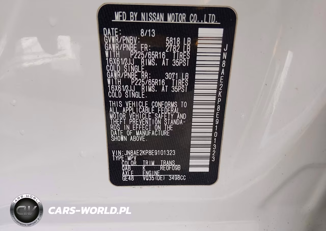 2014 Nissan Quest S VIN:JN8AE2KP8E9101323 - 9