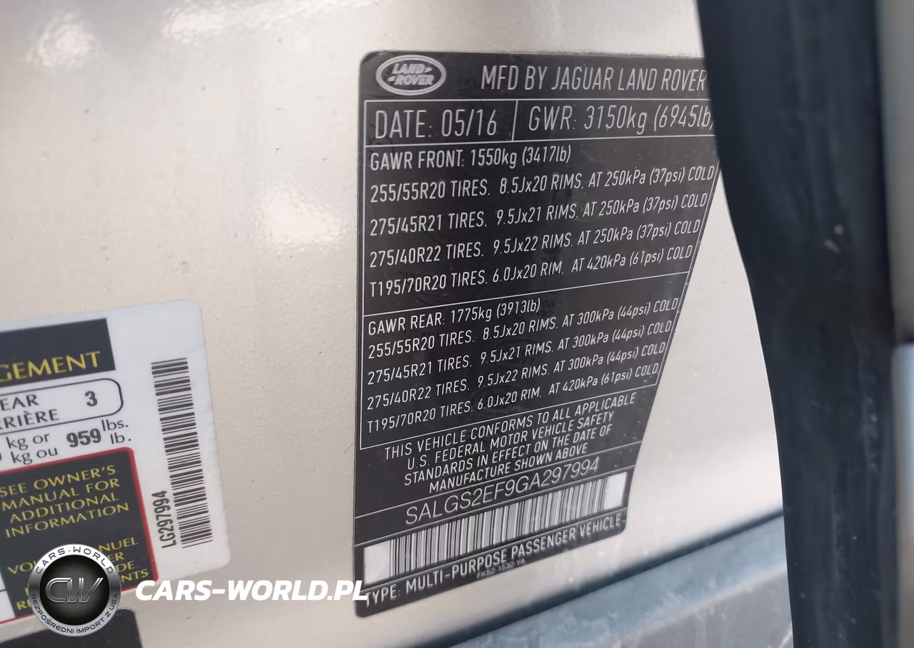 2016 Land Rover Range Rover 5.0L V8 Supercharged VIN:SALGS2EF9GA297994 - 9