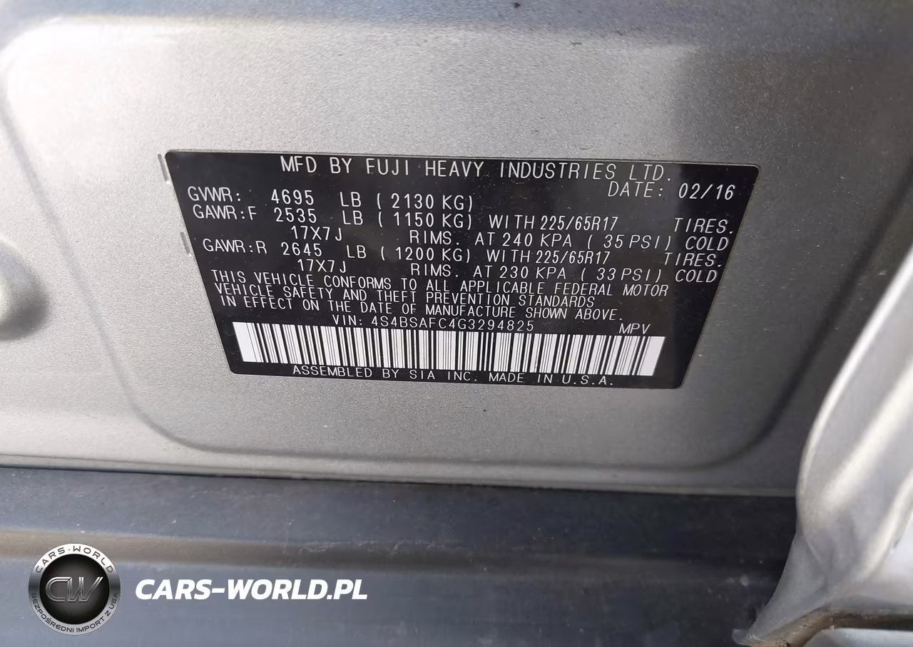 2016 Subaru Outback 2.5I Premium VIN:4S4BSAFC4G3294825 - 9