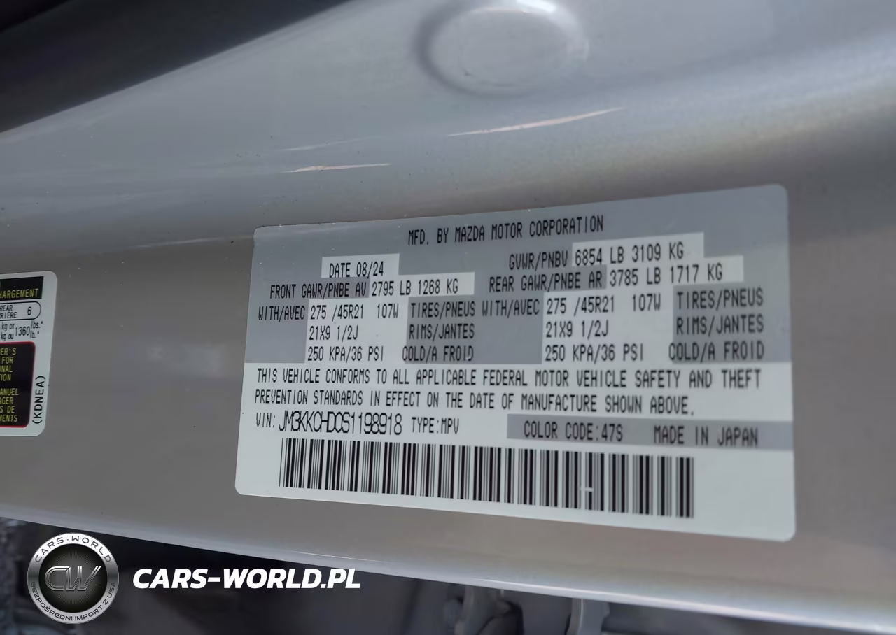 2025 Mazda Cx-90 3.3 Turbo Premium Sport VIN:JM3KKCHD0S1198918 - 9