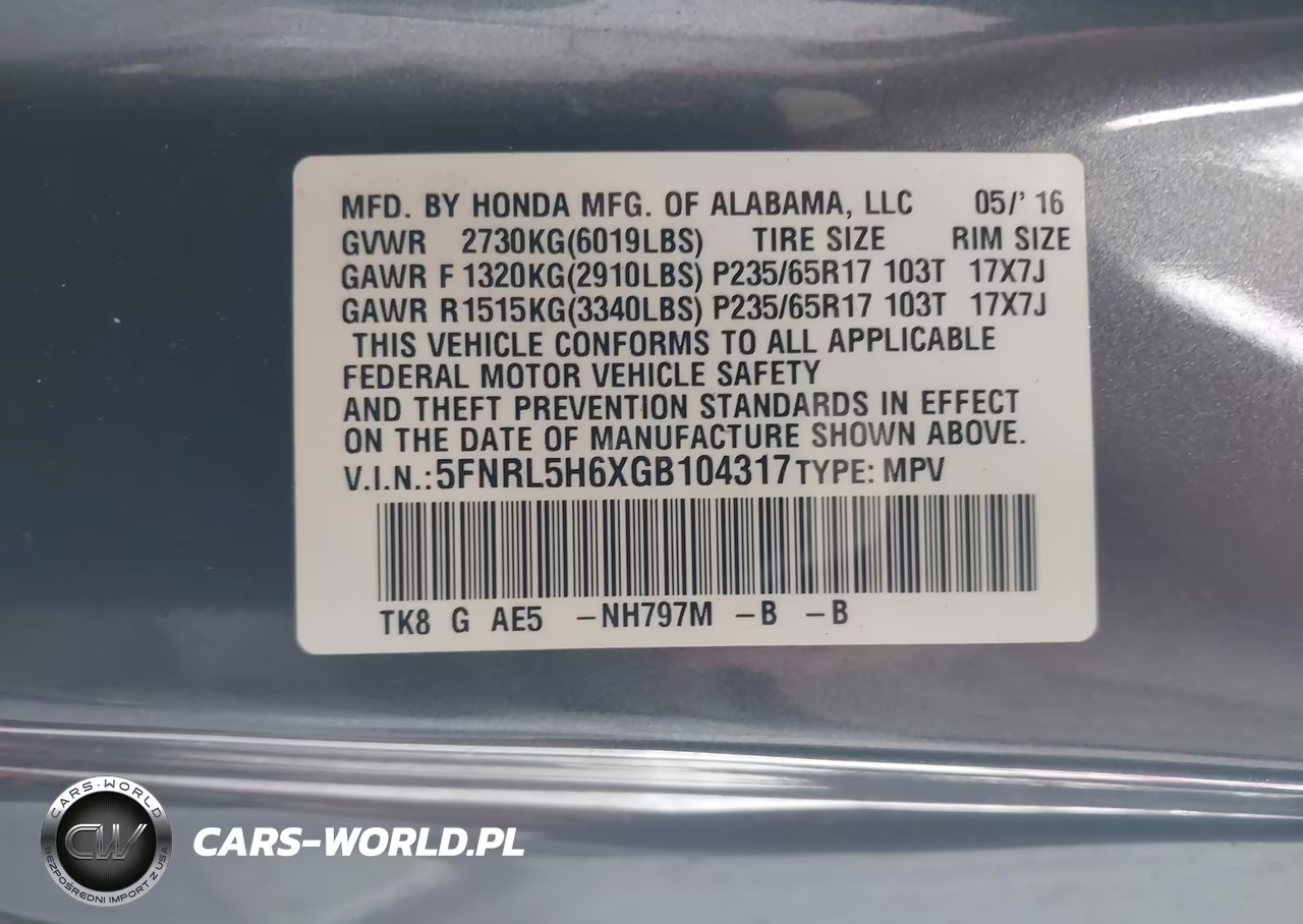 2016 Honda Odyssey Ex-L VIN:5FNRL5H6XGB104317 - 9