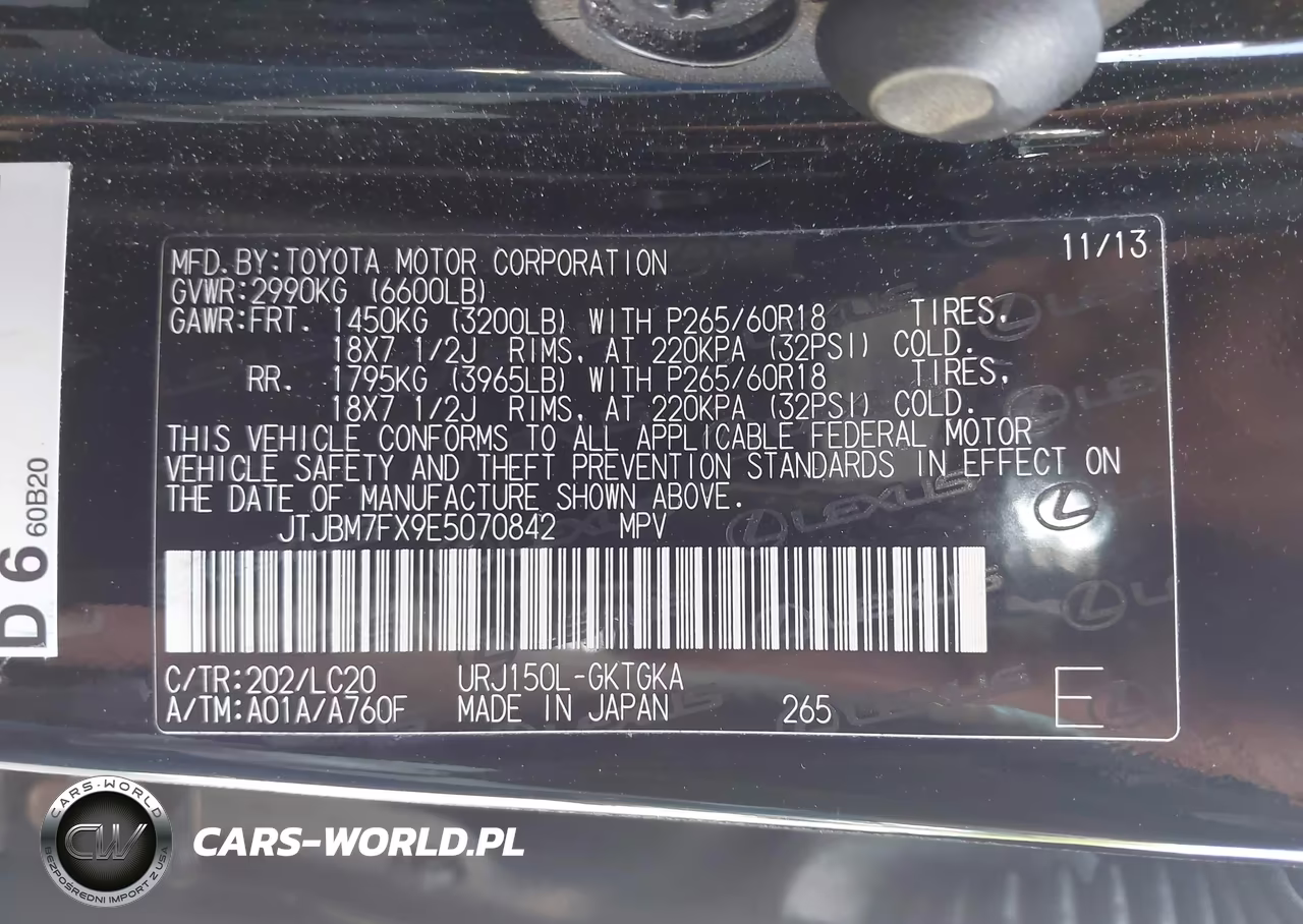 2014 Lexus Gx 460 VIN:JTJBM7FX9E5070842 - 9
