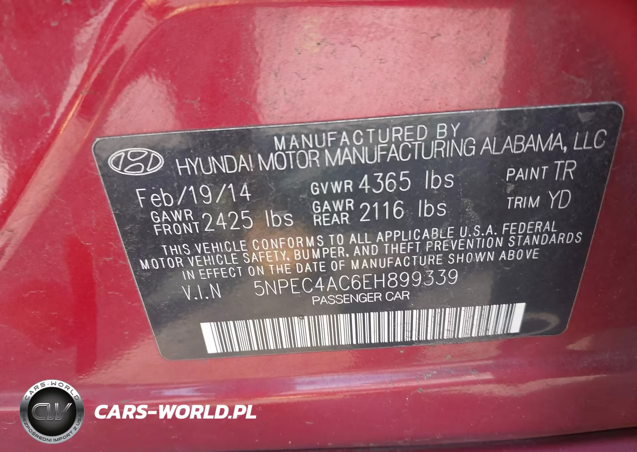 2014 Hyundai Sonata Limited VIN:5NPEC4AC6EH899339 - 9