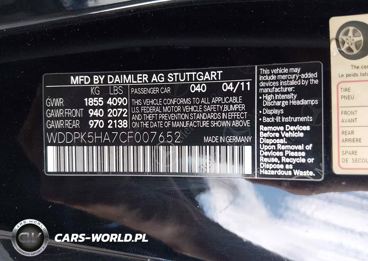 2012 Mercedes-Benz Slk 350 VIN:WDDPK5HA7CF007652 - 9