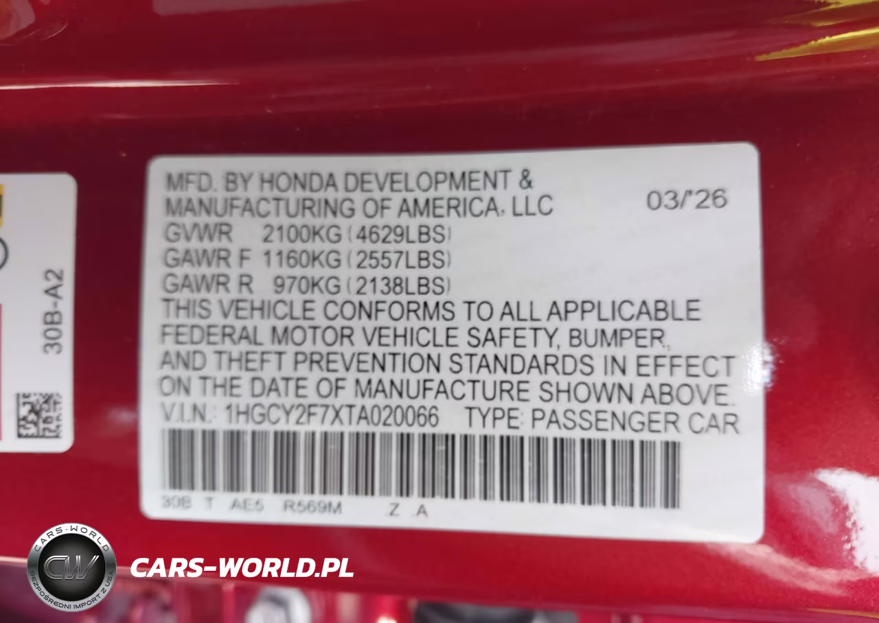2026 Honda Accord Hybrid Sport-L VIN:1HGCY2F7XTA020066 - 9