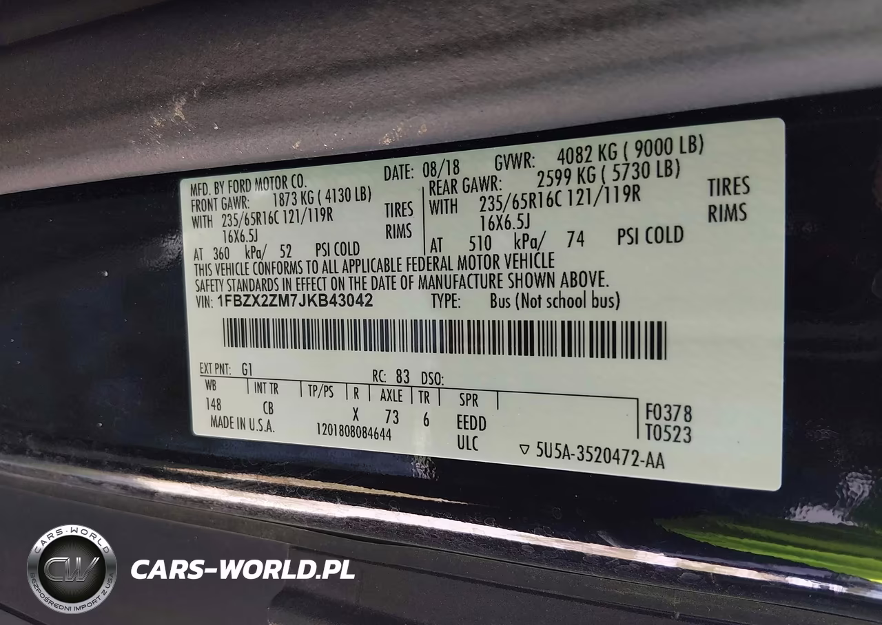 2018 Ford Transit-350 Xl VIN:1FBZX2ZM7JKB43042 - 9
