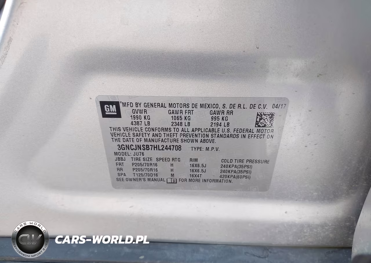 2017 Chevrolet Trax Ls VIN:3GNCJNSB7HL244708 - 9