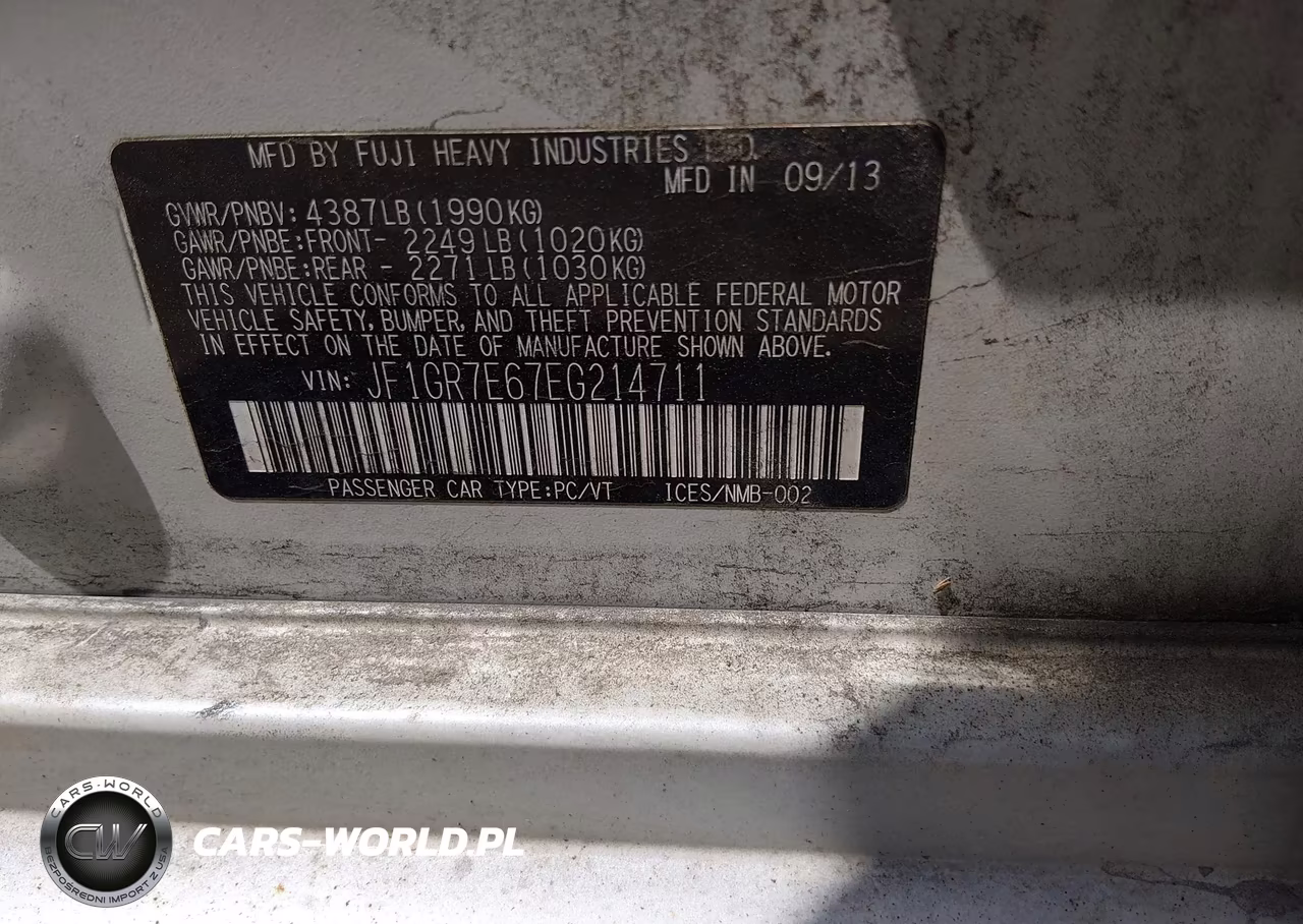 2014 Subaru Impreza Wrx VIN:JF1GR7E67EG214711 - 9