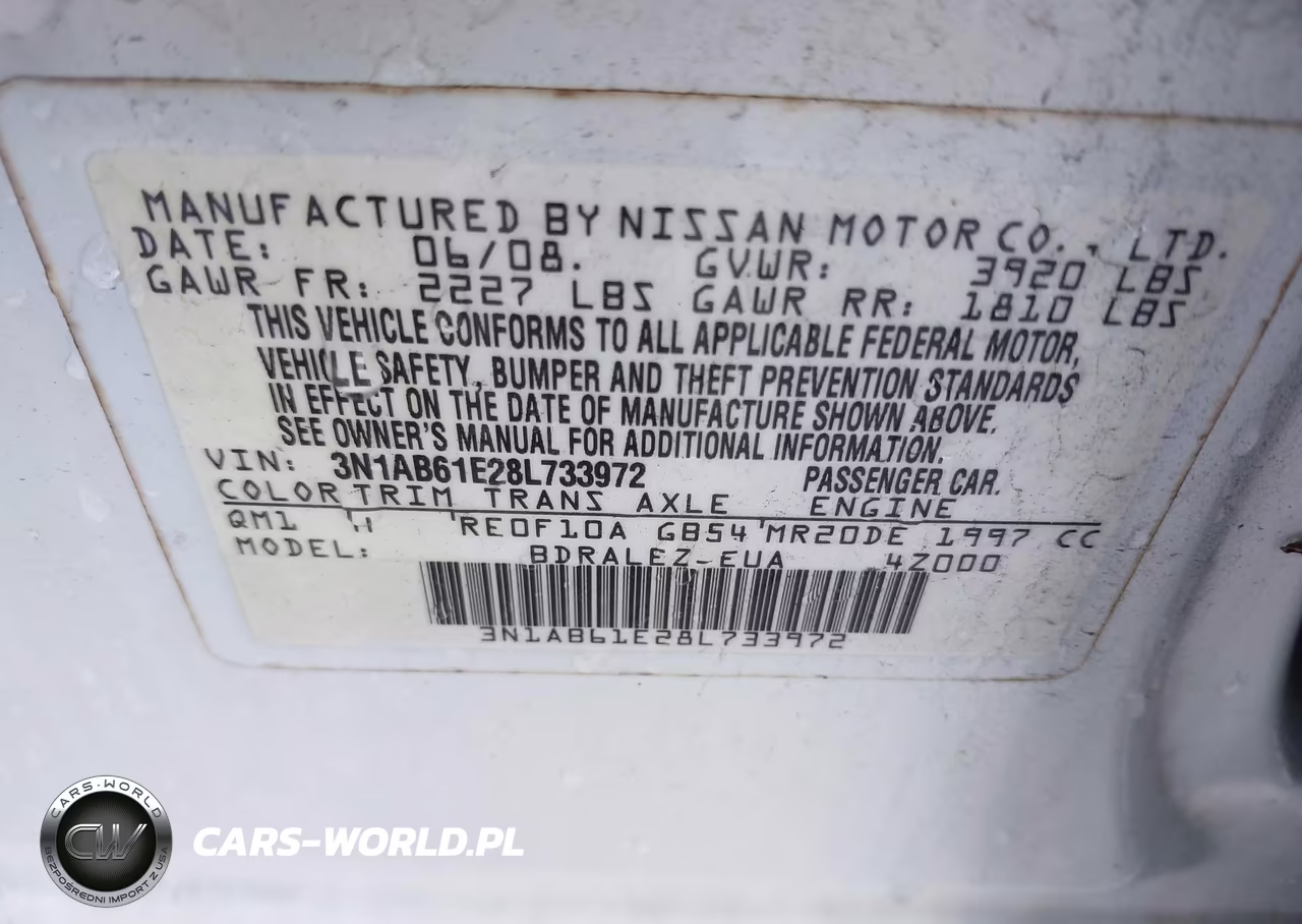 2008 Nissan Sentra 2.0 S VIN:3N1AB61E28L733972 - 9