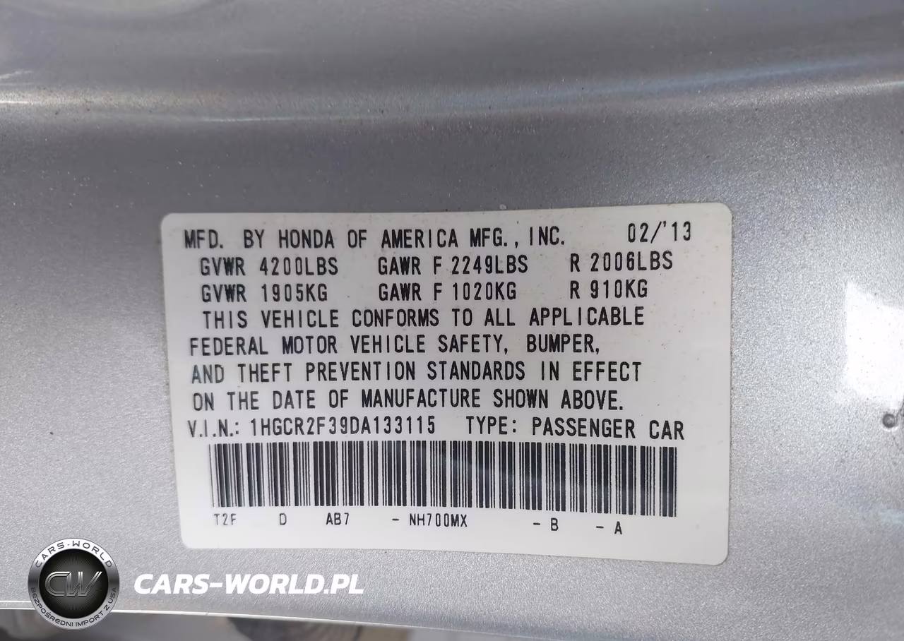 2013 Honda Accord Lx VIN:1HGCR2F39DA133115 - 9