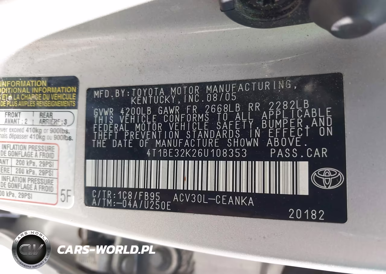 2006 Toyota Camry Le VIN:4T1BE32K26U108353 - 9