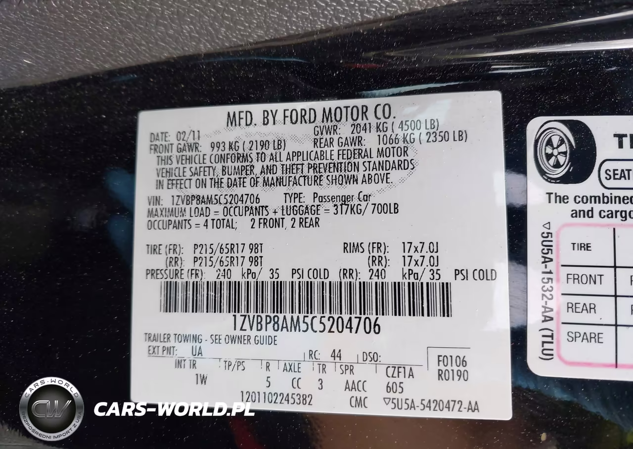 2012 Ford Mustang V6 VIN:1ZVBP8AM5C5204706 - 9