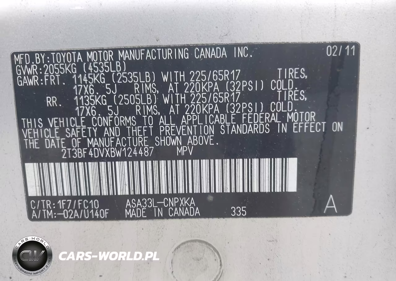 2011 Toyota Rav4 VIN:2T3BF4DVXBW124487 - 9