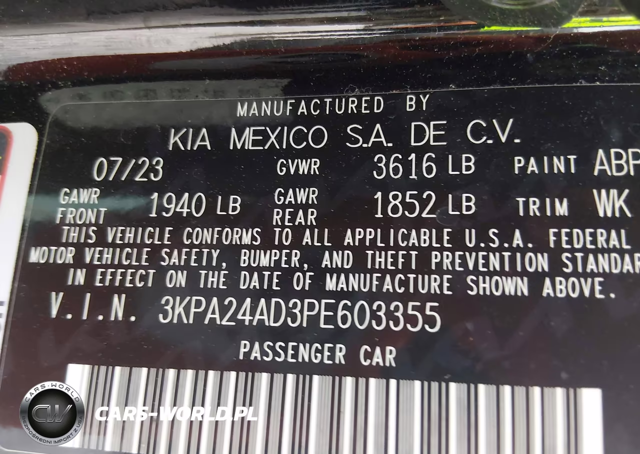 2023 Kia Rio Lx VIN:3KPA24AD3PE603355 - 9