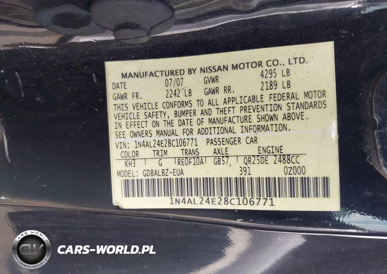 2008 Nissan Altima 2.5 S VIN:1N4AL24E28C106771 - 9