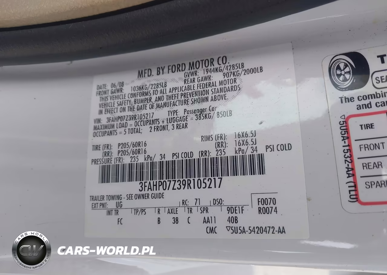 2009 Ford Fusion Se VIN:3FAHP07Z39R105217 - 9