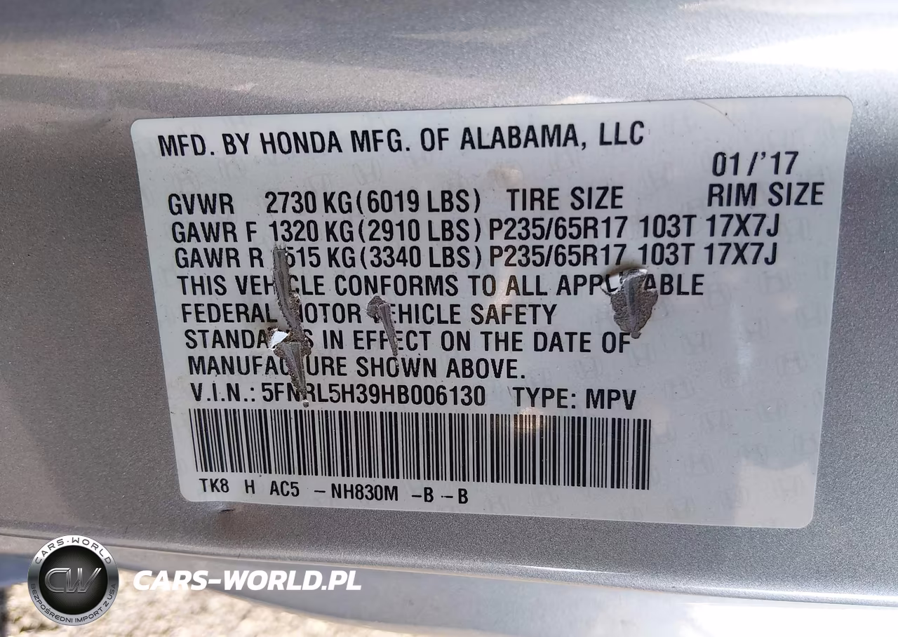 2017 Honda Odyssey Se VIN:5FNRL5H39HB006130 - 9