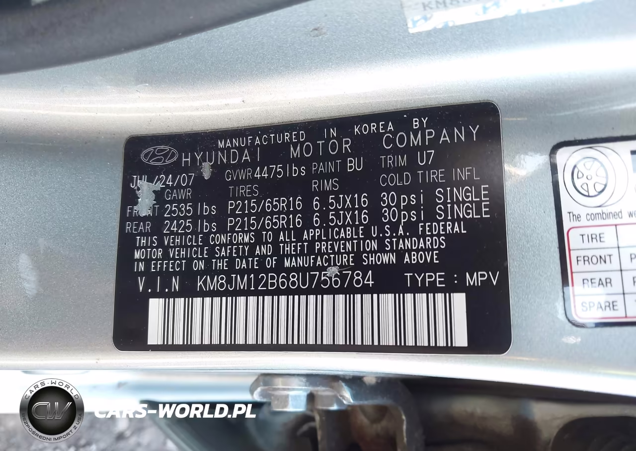 2008 Hyundai Tucson Gls VIN:KM8JM12B68U756784 - 9