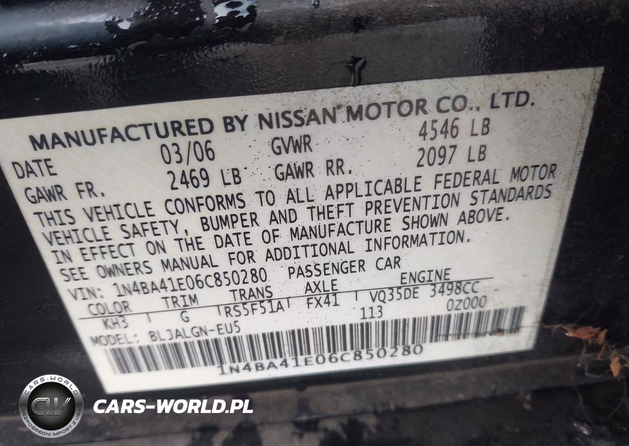 2006 Nissan Maxima 3.5 Sl VIN:1N4BA41E06C850280 - 9