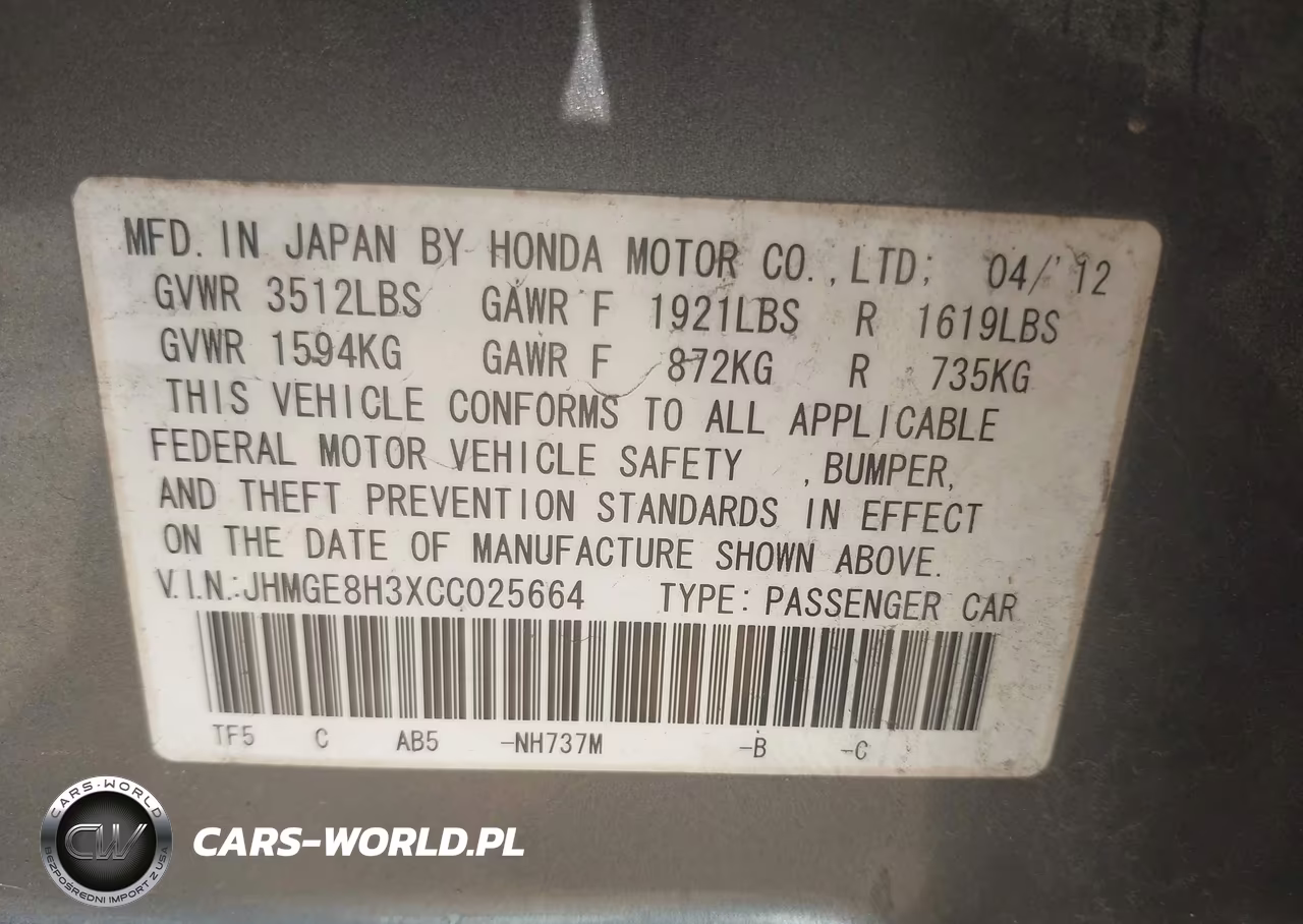 2012 Honda Fit VIN:JHMGE8H3XCC025664 - 9