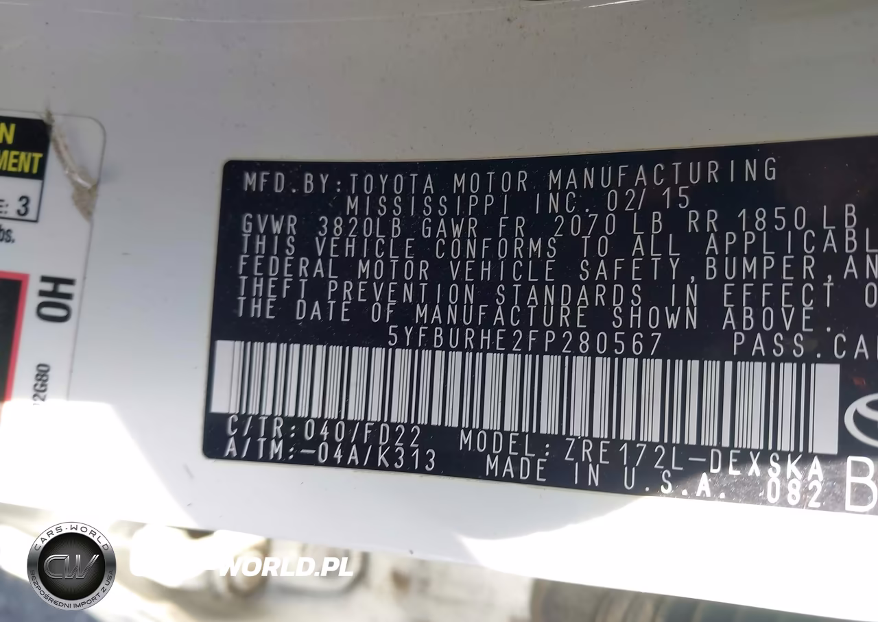 2015 Toyota Corolla S Plus VIN:5YFBURHE2FP280567 - 9