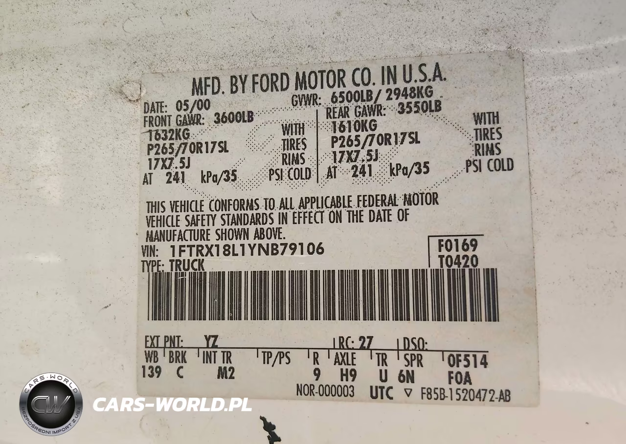 2000 Ford F-150 Lariat-Work Series-Xl-Xlt VIN:1FTRX18L1YNB79106 - 9
